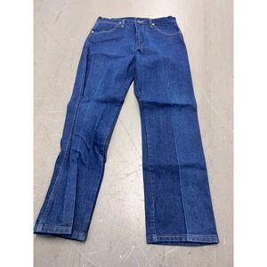 Vintage Wrangler Jeans Mens 34x30 Blue Denim 100% Cotton Cowboy Cut Straight Leg